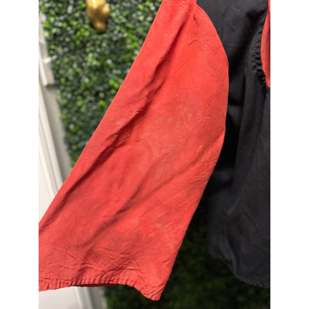 Adrian Jordan Color Block Button Front Top Red Black Boho Artsy Renaissance Top - Picture 4 of 8